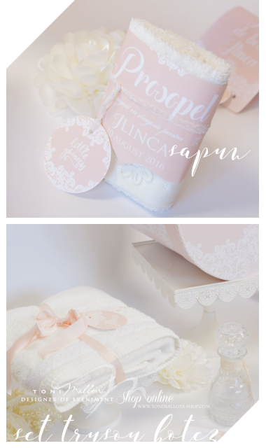 Trusou de botez clasic brodat cumotive dantela in culoarea piersicii, Elegant Peach 5